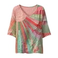 thumbnail image 6 of DHFJKG Tshirts Shirts For Women Boho Top Rainbow Print 3/4 Sleeve V Neck Loose Fit Graphic Tees Retro Bohemian Comfy Tops, 6 of 6