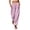 Pink, variant on Women Vertical Striped Wide Leg Ankle Pants, Elastic Drawstring High Rise Loose Cropped Trousers with Functional Side Pockets Lightweight Daily Matching Pants Purple XL(XL)