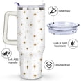 thumbnail image 3 of Golden Pattern 40 Oz Tumbler with Handle Lid and Straw Stainless Steel Double Walled Vacuum Insulated Cup Merry Christmas Gifts Tumbler for Women Men Friends Outdoor Indoor, 3 of 6