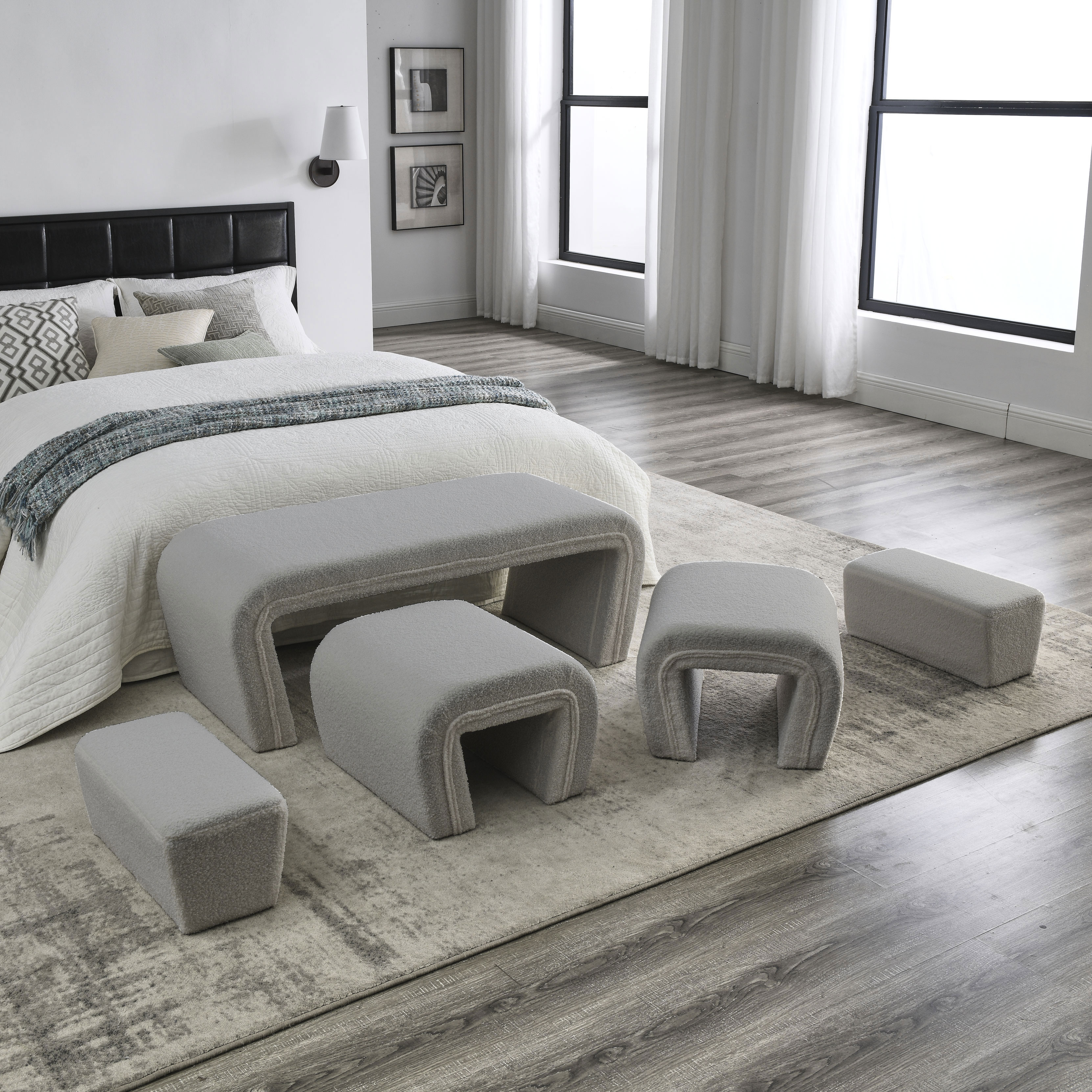 BAOERRS 46" Teddy Storage Bench, Modern Contemporary Upholstered