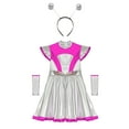 thumbnail image 4 of iiniim Kids Girl's Shiny Alien Costume Outfit Cap Sleeve Metallic Dress with Headband for Halloween Party Pink 10, 4 of 7
