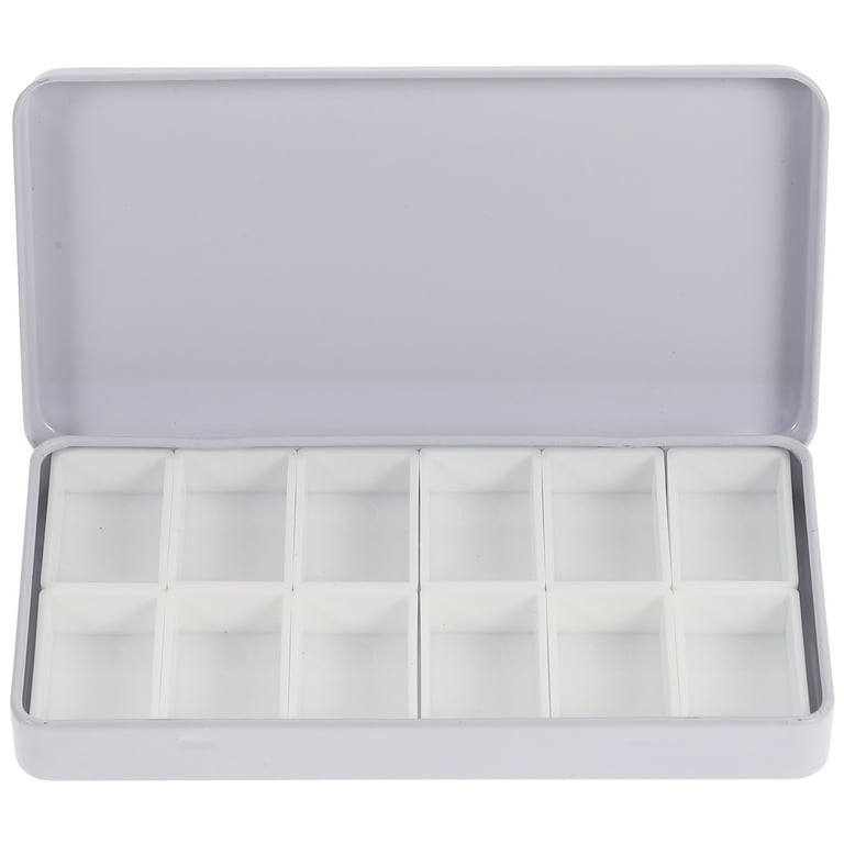 1 Set Empty Watercolor Tin Watercolor Sub-packing Pans Set Iron Storage Box, Size: Small, White