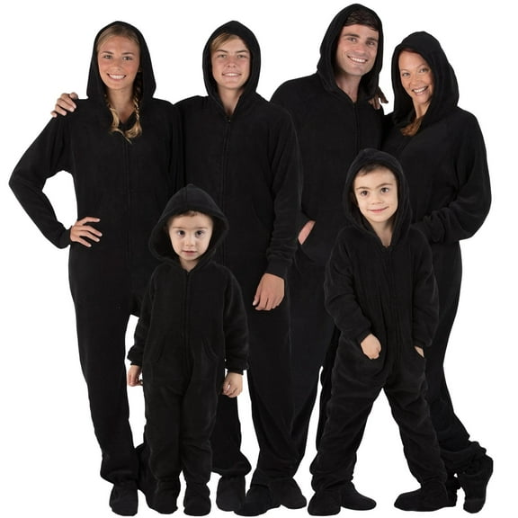 Footed Pajamas - Family Matching Raven Black Hoodie One Pieces for Boys, Girls, Men, Women and Pets - Adult - Large (Fits 6'0 - 6'4")