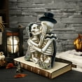 thumbnail image 5 of Matoen Halloween Skeleton Figurines for Shelf Mantel Decoration Unique Couple Sculpture Adult Skull Model Retro Resin Collectible Halloween Party Decorations, 5 of 6