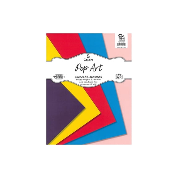 Accent Design Paper Accents Cardstock Variety Pack 8.5x11" 40 Sheets – Pop Art Colored Cardstock, Card Stock, Construction Paper for Scrapbooking, DIY, and Art Projects