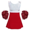 thumbnail image 4 of YONGHS Kids Girls Cheer Leader Outfit Cheerleading Dance Dress with Shorts Pom Poms Red 8, 4 of 7