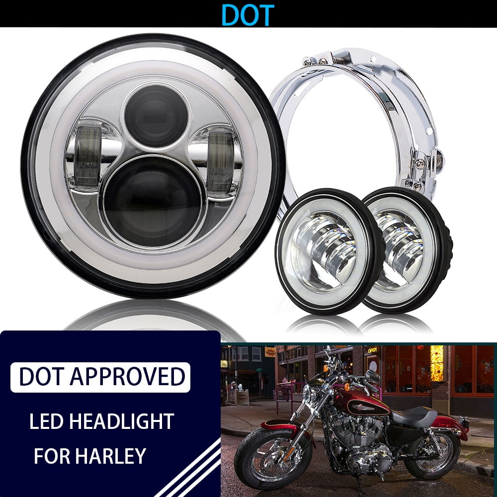 7 inch LED Headlight Halo DOT Approved 4.5 inch Fog Passing Lights Ring