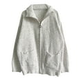 thumbnail image 5 of Cardigan Sweaters for Women Oversized Long Sleeve Coat Solid Color Open Front Knit Top Full Zip Sweatshirt with Pockets (Beige XL), 5 of 6