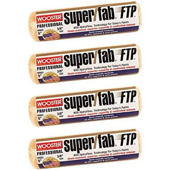 Wooster Genuine 9" Super/Fab FTP 3/8" Nap 4-Pack Roller Cover - RR923-9-4PK