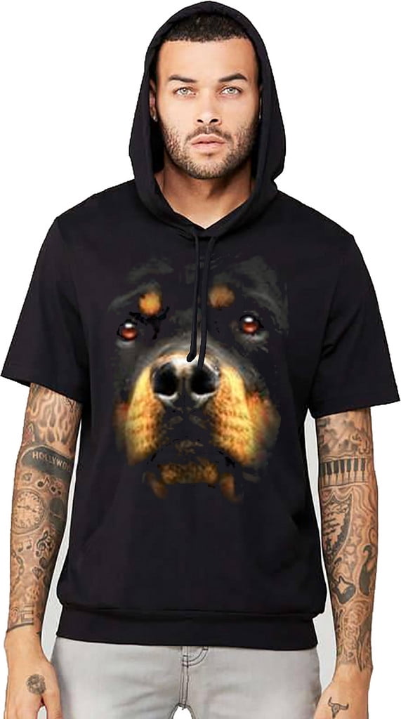 Men's Huge Rottweiler Black Short Sleeve Hoodie T-Shirt X-Large Black ...