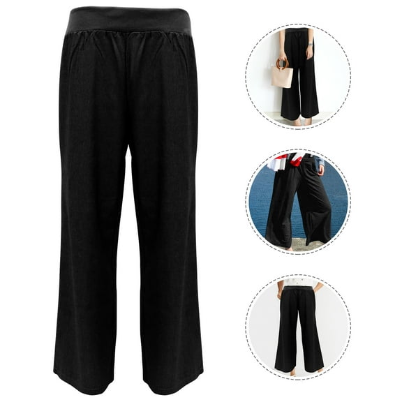 HONMEET Chic Black Women's Pants Comfortable Wide Leg Trousers for Casual and Lounge Wear Size Options Available