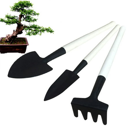 Jeobest House Plant Garden Tools - Mini Garden Tools for House Plants - 3PCS Mini Tools Set Shovel Rake with Wooden Handle Potted Plants Gardening Supplies Small Home Family Outdoor