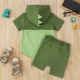 thumbnail image 4 of Toddler Boys Dino Graphic Hooded T-Shirt and Shorts Set 2-Piece Playwear Outfit for Active Kids Dinosaur Themed Casual Wear, 4 of 4