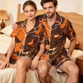 thumbnail image 5 of JULMCOMO Halloween Matching Pajamas for Couples Pumpkin Devil Print Short Sleeve Soft Party Two Piece Sets Loose Fit Holiday Lounge Sets Orange-Men M, 5 of 6
