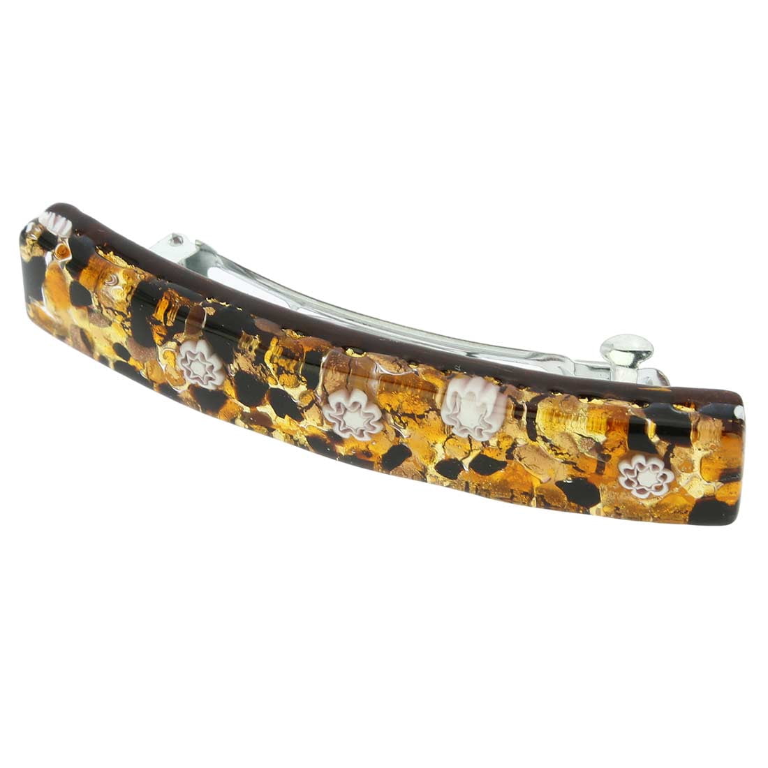 GlassOfVenice Murano Glass Venetian Reflections Hair Clip - Topaz Gold