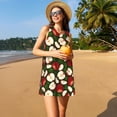 thumbnail image 3 of Lsque Red Fruit Pattern Summer Dresses for Women – Sleeveless T-Shirt Swing Sundress, Perfect for the Beach and Casual Days, 3 of 7