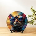 thumbnail image 6 of Cauagu Cool Cat With Sunglasses Print Bone China Decorative Plate, Wall Mount Plate Holiday Decor Decorative Ceramic Plates with Stand Elegant Household Plates Decorative-6in, 6 of 6