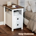 thumbnail image 5 of VVFLU Farmhouse End Table with Charging Station, White Nightstand Narrow, Skinny Slim Small, Bedroom, 5 of 7