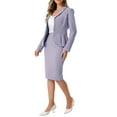 thumbnail image 4 of INSPIRE CHIC Women's 2 Piece Skirt Suit Set Peplum Blazer High Waist Pencil Skirt Work Outfit 3XL Grey Purple, 4 of 6