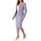 thumbnail image 4 of Conjunto de falda de 2 piezas para mujer INSPIRE CHIC, blazer peplum, falda lápiz de cintura alta, atuendo de trabajo en gris y púrpura, 4 of 6