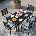 thumbnail image 6 of Outdoor Patio Cushion Covers 4 Pack Navy Blue Stripes Patio Chair Cushion Covers with Ties and Zipper Farmhouse Linen Stripes Waterproof Outdoor Seat Cushion Covers for Patio Furniture 24"x24", 6 of 7