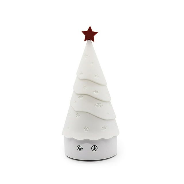 Christmas Tree Night Lamp 1200mAh USB Rechargeable with Colorful Lighting Music Touch Sensor Decoration Ambient Light for Christmas Home Party Bedroom