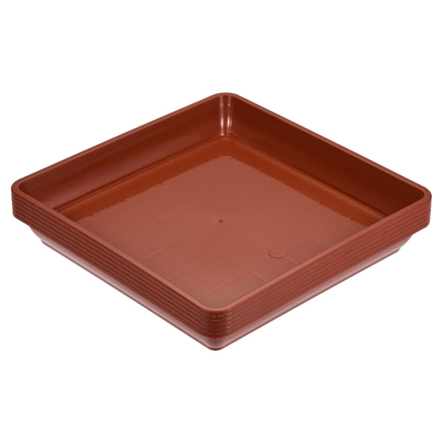 Unique Bargains Soucoupe de Pot de Plante Carré en Plastique de 7 Pieds, Plateau d'Égouttement pour Fleurs, Rouge, Lot de 6