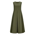 thumbnail image 5 of Dvprdro Solid Crew Neck Sleeveless Maxi Dress for Women Side Pockets Loose Fit Summer Vacation, 5 of 9