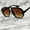 Brown, variant on Blue Lens Sunglasses Rectangular Gang Style Street Wear Hip Hop