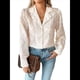 thumbnail image 3 of Camisas de Larga con Botones para Mujer Camisa Ligera con Botones Albaricoque M, 3 of 10