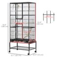 thumbnail image 3 of PawHut 71" Bird Cage with Wheels, Perches, Ramp, Storage Shelf, Toys, Black, 3 of 9