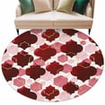 thumbnail image 2 of 8ft Washable Large Round Rug, Red Moroccan Non-Slip Circle Area Rug for Living Room Dining Room, Abstract Gradient Gold Red Geometric Indoor Floor Mat for Home Decor, 2 of 9
