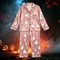 thumbnail image 2 of CONZONE Halloween Girls Pajamas Set Big Girls Printed Long Sleeve Button Down Tops and Pants Hallowmas Sleepwear Cozy 2 Piece Pjs Set for Girls Size 9-10 Years, 2 of 3