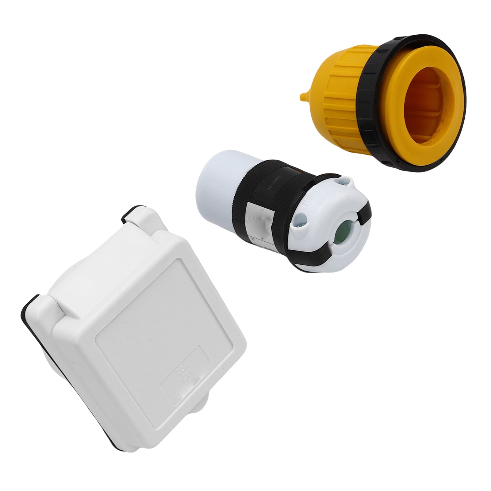 Rupoun 30AMP RV Power Inlet Shore Kit, 125V NEMA L5-30P and L5-30R Twist Lock Plug Connector Set with Cover for Camper Trailer, 10.63 inches / 27.00 cm