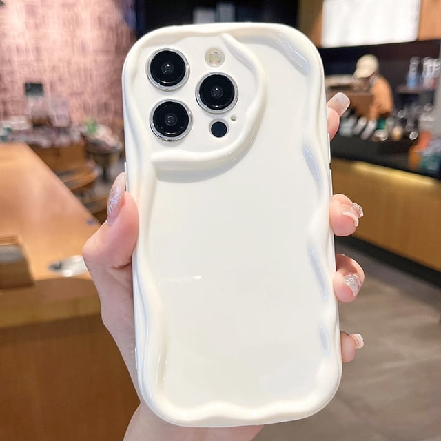 ML Transparent Phone Case For iPhone 15 14 13 12 11 Pro Max X XR XS 8 7 6 6S Plus SE Solid Color 3D Curly Wavy Silicone Cover
