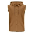 thumbnail image 4 of Linen Tank Hoodies for Men Plain Sleeveless Vest Workout Gym Pullover Button Down Hooded Tank Tops Fitness Muscle Shirts Summer Sweatshirt Lightweight Hip Hop Hoodie Running Hooded Shirt, 4 of 7