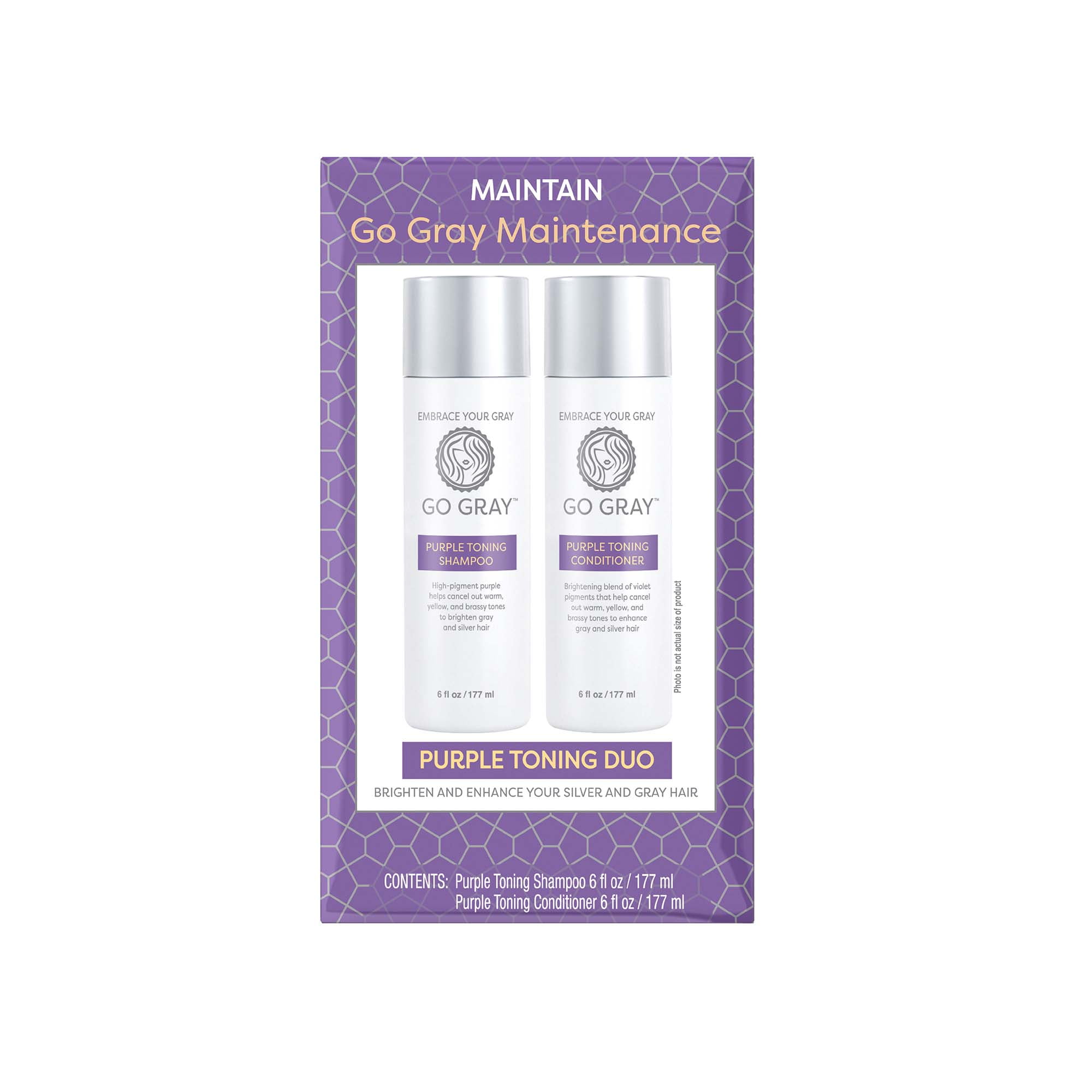 Go Gray Nourishing Purple Toning Shampoo & Conditioner, Full Size Set, 2 Piece