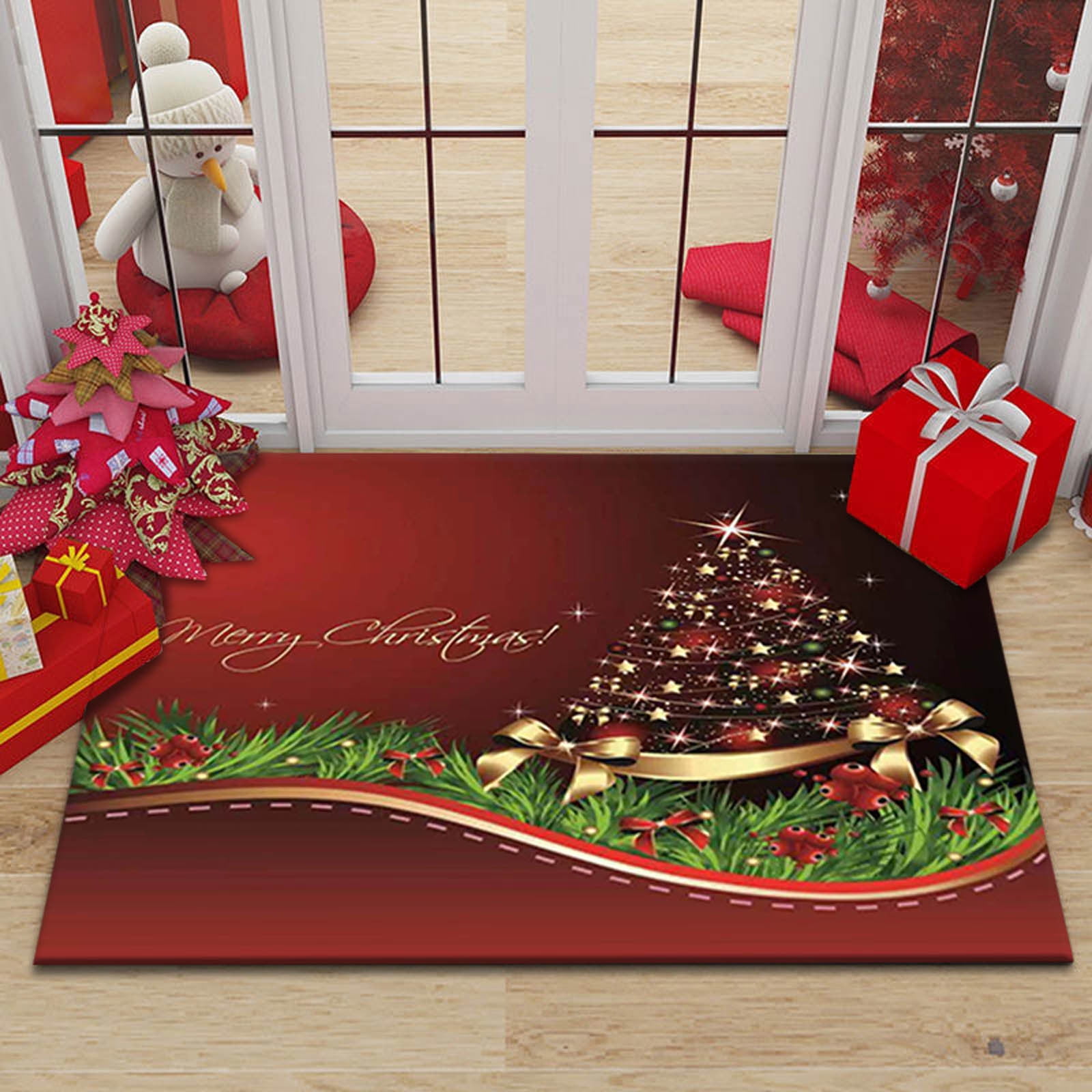 Clearanceeqwljwe Merry Christmas Door Mat Welcome Decor Christmas Floor Mat Outdoor Mats for Front Door,Indoor Mats for Entryway,24x16 inch,Burlap