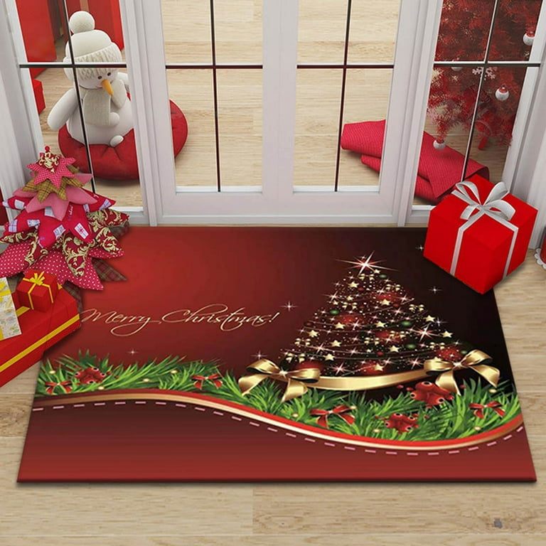 Non-Slip Christmas Rugs Christmas Mats 24 x 16 Inches Holiday Rugs Winter Welcome Doormats Floor Mat for Indoor Outdoor Xmas Rug Home Garden Welcome