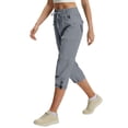 thumbnail image 3 of GIPQJK Women's Capri Pants Lightweight Quick Dry Water Resistant Travel Pants Adjustable Ankle Cuff Baggy Cargo Pants with Pockets,Gray XL, 3 of 4