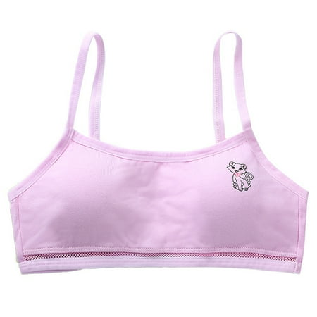 

Wuffmeow Girls Summer Animal Print Seamless Training Bra Teenage Soft Cotton Underwear