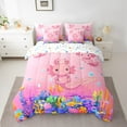thumbnail image 2 of jejeloiu Cartoon Animal Axolotl Bedding Comforter Set,7pcs,Ocean Sealife Queen Bedding Sets,Colorful Seaweed Shell Queen Sheet Sets For Girls Kid,Breathable Bedroom Decor Reversible, 2 of 7