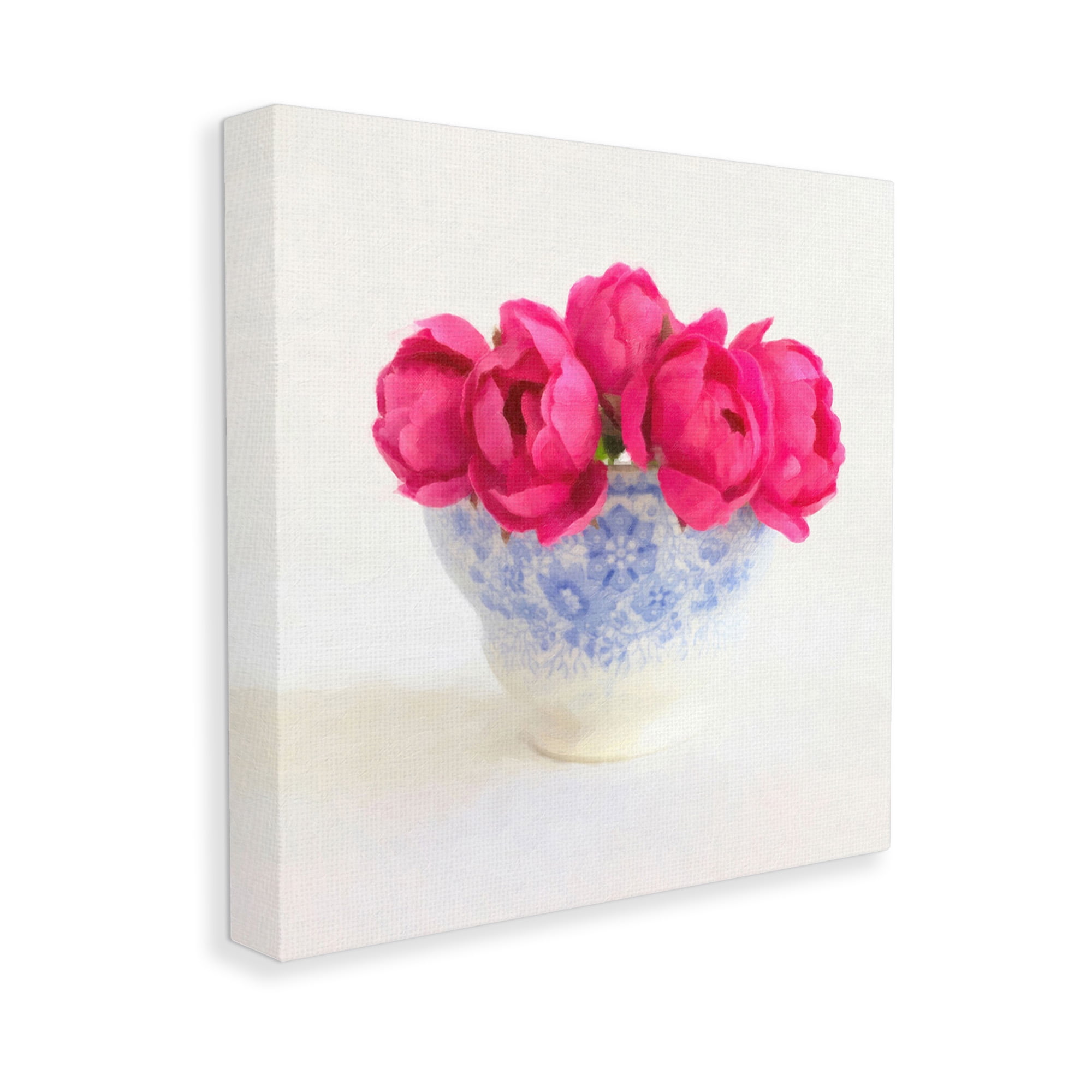 Stupell Industries Roses in Subtle Vase Botanical & Floral Painting Gallery Wrapped Canvas Art Print Wall Art, 17 x 17