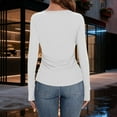 thumbnail image 4 of BLVB Long Sleeve Shirts for Women V Neck Jersey T Shirt Slim Fit Ruched Fall Casual Going out Tops Basic Tee Tunics Blouses, 4 of 7