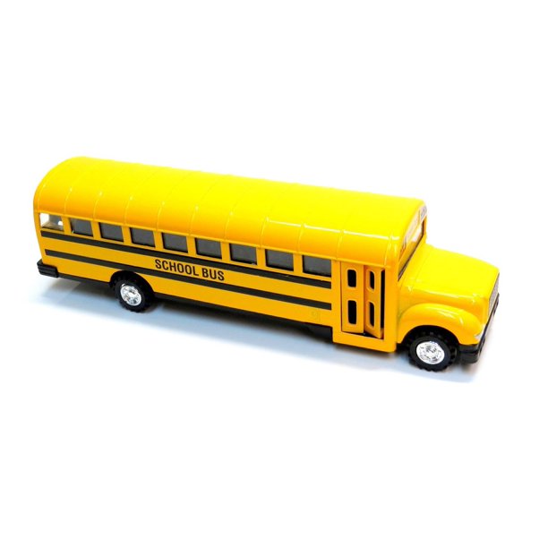 Large Diecast School Bus with Pullback Function, Opening Doors and Stop