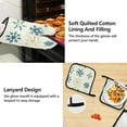 thumbnail image 4 of 5 Pcs Kitchen Set Heat Resistant Oven Mitts and Non-Slip Pot Holders with Adjustable Cooking Apron Watercolor Snowflakes, 4 of 6