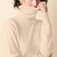 thumbnail image 4 of Scyoekwg Womens Long Sleeve Tops Turtleneck Fall Winter Slim Base Tops Lightweight Solid Color Women Blouses Trendy Loose Fall Tops Pullover (Beige,XL), 4 of 5