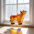 thumbnail image 2 of FEOLGEHLY Highland Cow Suncatcher for Windows Hanging, Stained Glass Style Acrylic Ornament with Chain, Farm Animal Sun Catcher Ornament for Home Easter Summer Decorations, Gift for Cow Lovers, 2 of 5