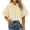Khaki, variant on Aboser Womens Button Down Striped Shirts Trendy Puff Short Sleeve Tops Teacher Outfit for Women Loose Fitted Beach Vacation T Shirt Dressy Casual Blouses