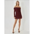 thumbnail image 4 of Off-Shoulder Bodycon Mini Dress with Floral Pattern, 4 of 4